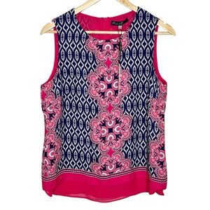 Rose and Olive Geometric Ikat Print Sleeveless Top Womens Size M Boho